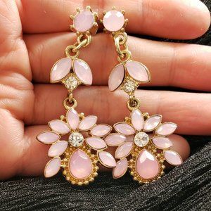Pink Stone Petal Chandelier Earrings